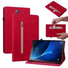 For Samsung Galaxy Tab A 10.1 2016/T580/T585 Skin Feel Solid Color Zipper Leather Tablet Case(Red) - 1