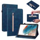 For Samsung Galaxy Tab А9+ Skin Feel Solid Color Zipper Leather Tablet Case(Blue) - 1