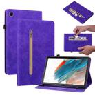 For Samsung Galaxy Tab А9+ Skin Feel Solid Color Zipper Leather Tablet Case(Purple) - 1