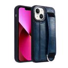 For iPhone 13 Photo Frame Card Wallet Wrist Strap Holder Back Cover Phone Case(Royal Blue) - 1