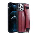 For iPhone 12 Pro Max Photo Frame Card Wallet Wrist Strap Holder Back Cover Phone Case(Red) - 1