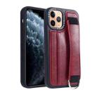 For iPhone 11 Pro Photo Frame Card Wallet Wrist Strap Holder Back Cover Phone Case(Red) - 1