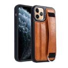 For iPhone 11 Pro Photo Frame Card Wallet Wrist Strap Holder Back Cover Phone Case(Brown) - 1