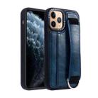 For iPhone 11 Pro Photo Frame Card Wallet Wrist Strap Holder Back Cover Phone Case(Royal Blue) - 1