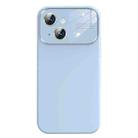 For iPhone 14 Plus Liquid Silicone Large Glass Window Phone Case(Blue) - 1