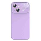 For iPhone 14 Plus Liquid Silicone Large Glass Window Phone Case(Light Purple) - 1