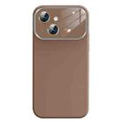 For iPhone 14 Plus Liquid Silicone Large Glass Window Phone Case(Brown) - 1