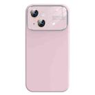 For iPhone 14 Plus Liquid Silicone Large Glass Window Phone Case(Pink) - 1