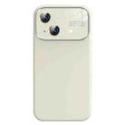 For iPhone 14 Plus Liquid Silicone Large Glass Window Phone Case(Antique White) - 1