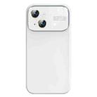 For iPhone 14 Plus Liquid Silicone Large Glass Window Phone Case(White) - 1