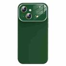 For iPhone 14 Plus Liquid Silicone Large Glass Window Phone Case(Deep Green) - 1