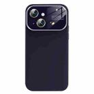 For iPhone 14 Plus Liquid Silicone Large Glass Window Phone Case(Deep Purple) - 1