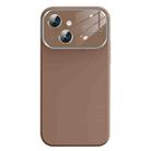 For iPhone 14 Liquid Silicone Large Glass Window Phone Case(Brown) - 1