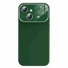 For iPhone 14 Liquid Silicone Large Glass Window Phone Case(Deep Green) - 1