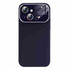 For iPhone 14 Liquid Silicone Large Glass Window Phone Case(Deep Purple) - 1