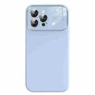 For iPhone 14 Pro Liquid Silicone Large Glass Window Phone Case(Blue) - 1