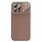 For iPhone 14 Pro Liquid Silicone Large Glass Window Phone Case(Brown) - 1