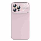 For iPhone 14 Pro Liquid Silicone Large Glass Window Phone Case(Pink) - 1