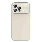 For iPhone 14 Pro Liquid Silicone Large Glass Window Phone Case(Antique White) - 1