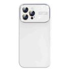 For iPhone 14 Pro Liquid Silicone Large Glass Window Phone Case(White) - 1