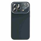 For iPhone 14 Pro Max Liquid Silicone Large Glass Window Phone Case(Graphite Gray) - 1