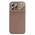 For iPhone 14 Pro Max Liquid Silicone Large Glass Window Phone Case(Brown) - 1