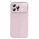 For iPhone 14 Pro Max Liquid Silicone Large Glass Window Phone Case(Pink) - 1