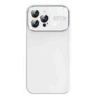 For iPhone 14 Pro Max Liquid Silicone Large Glass Window Phone Case(White) - 1