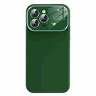 For iPhone 14 Pro Max Liquid Silicone Large Glass Window Phone Case(Deep Green) - 1