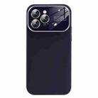 For iPhone 14 Pro Max Liquid Silicone Large Glass Window Phone Case(Deep Purple) - 1