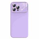 For iPhone 13 Pro Max Liquid Silicone Large Glass Window Phone Case(Light Purple) - 1