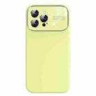 For iPhone 13 Pro Max Liquid Silicone Large Glass Window Phone Case(Yellow) - 1