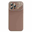 For iPhone 13 Pro Max Liquid Silicone Large Glass Window Phone Case(Brown) - 1