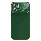 For iPhone 13 Pro Max Liquid Silicone Large Glass Window Phone Case(Deep Green) - 1