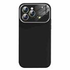 For iPhone 13 Pro Liquid Silicone Large Glass Window Phone Case(Black) - 1