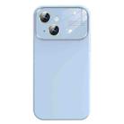 For iPhone 13 Liquid Silicone Large Glass Window Phone Case(Blue) - 1