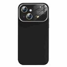 For iPhone 13 Liquid Silicone Large Glass Window Phone Case(Black) - 1