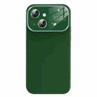 For iPhone 13 Liquid Silicone Large Glass Window Phone Case(Deep Green) - 1
