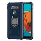 For LG K51 / Q51 Carbon Fiber Protective Case with 360 Degree Rotating Ring Holder(Blue) - 1