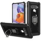 For LG Stylo 6 Carbon Fiber Protective Case with 360 Degree Rotating Ring Holder(Black) - 1