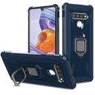 For LG Stylo 6 Carbon Fiber Protective Case with 360 Degree Rotating Ring Holder(Blue) - 1
