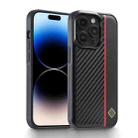 For iPhone 14 Pro LC.IMEEKE 3 in 1 Carbon Fiber Texture Shockproof Phone Case(Black) - 1