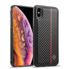 For iPhone XR LC.IMEEKE 3 in 1 Carbon Fiber Texture Shockproof Phone Case(Black) - 1