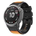 For Garmin Fenix 7 Pro 22mm Screw Buckle Diamond Texture Two Color Silicone Watch Band(Orange+Black) - 1