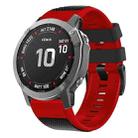 For Garmin Fenix 7 Pro 22mm Screw Buckle Diamond Texture Two Color Silicone Watch Band(Black+Red) - 1