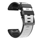 For Garmin Fenix 7 Pro 26mm Screw Buckle Diamond Texture Two Color Silicone Watch Band(White+Black) - 1