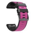 For Garmin Fenix 7 Pro 26mm Screw Buckle Diamond Texture Two Color Silicone Watch Band(Pink+Black) - 1