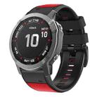 For Garmin Fenix 7 Pro 26mm Screw Buckle Diamond Texture Two Color Silicone Watch Band(Red+Black) - 1