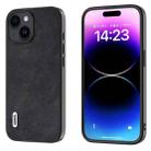 For iPhone 15 Plus ABEEL Morocco Texture PU Phone Case(Black) - 1