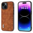 For iPhone 15 Plus ABEEL Morocco Texture PU Phone Case(Brown) - 1